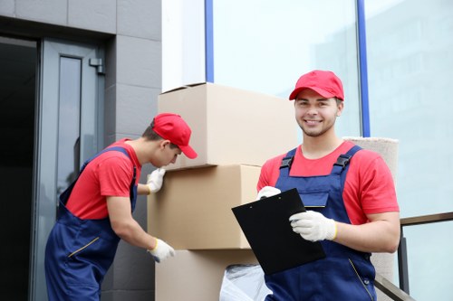 Packed boxes and furniture prepared for a local house move