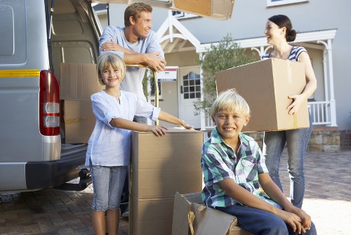 Commercial relocation items loaded into a removal vehicle